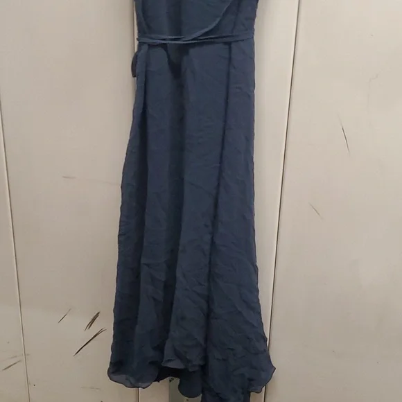FP Women’s Navy Pretty Ruffle Plunging Midi Slip & Dress Summer  M - Picture 7 of 11
